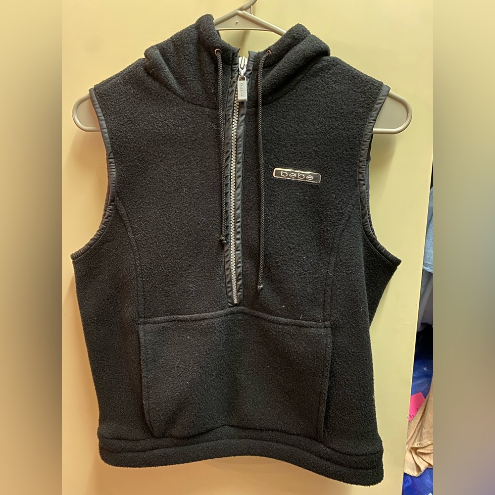 Bebe hoodie vest with zipper and pocket